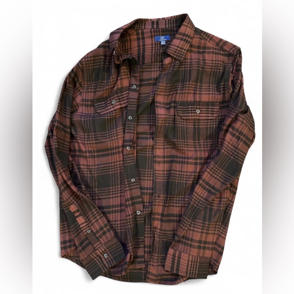NWOT George Brown and Black Plaid Shirt